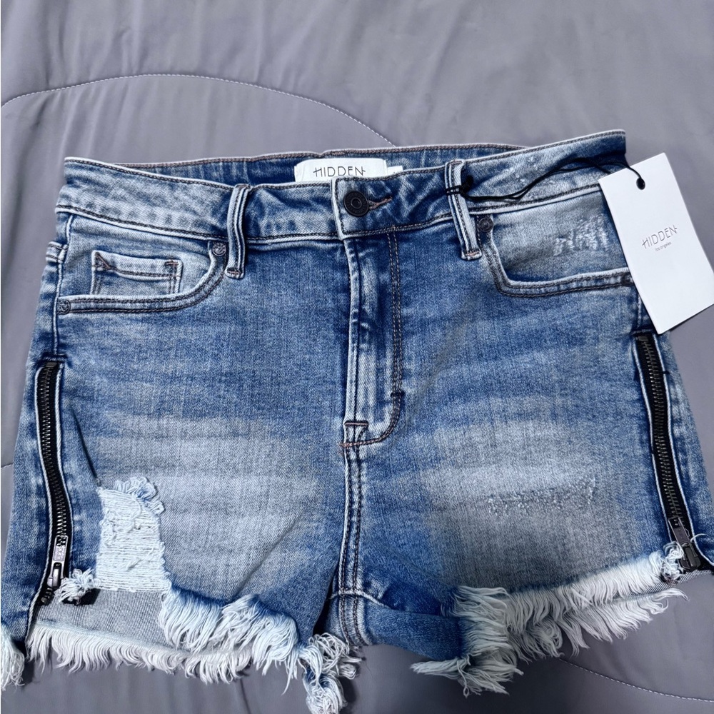 Hidden Blue Denim Distressed Shorts